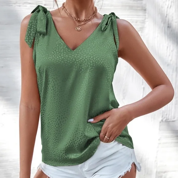 Leopard Print Satin tank Top Blouse - Picture 8 of 10